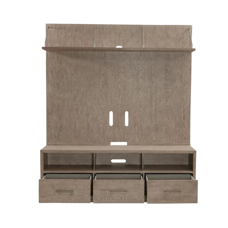 Ensemble de console TV et de meuble TV 2 pièces brun beige