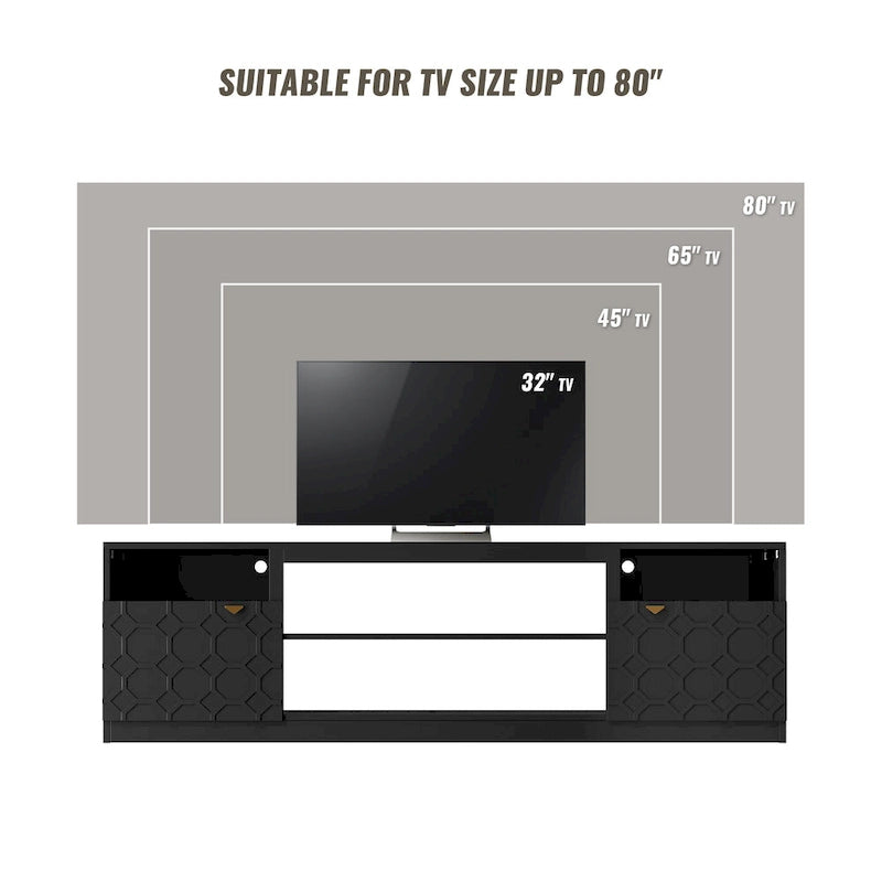 Meuble TV Blanc Laqué, 178 cm