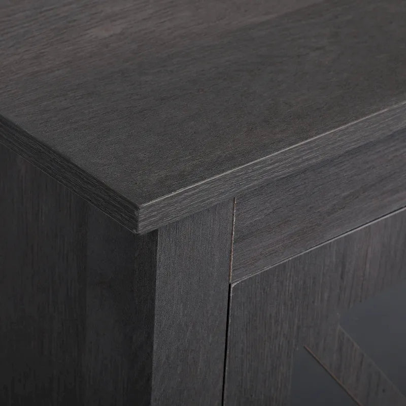 Table de chevet industrielle marron / blanche / naturelle / grise avec porte en verre, lot de 2
