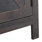 Table de chevet industrielle marron / blanche / naturelle / grise avec porte en verre, lot de 2