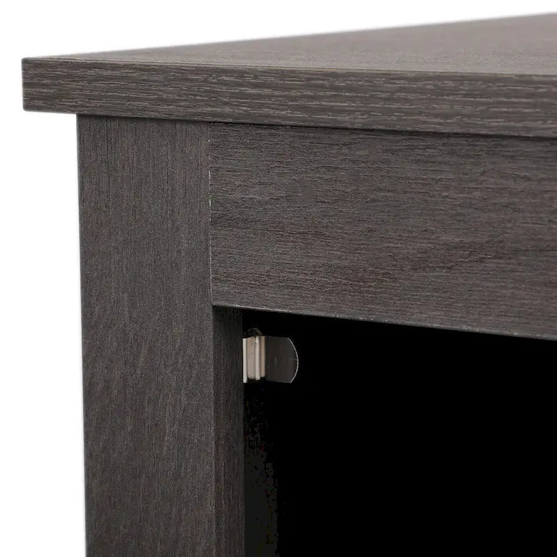 Table de chevet industrielle marron / blanche / naturelle / grise avec porte en verre, lot de 2