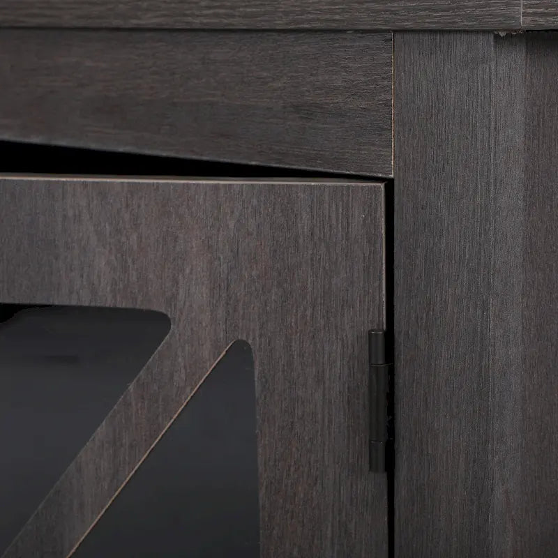 Table de chevet industrielle marron / blanche / naturelle / grise avec porte en verre, lot de 2
