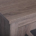 Table de chevet industrielle marron / blanche / naturelle / grise avec porte en verre, lot de 2