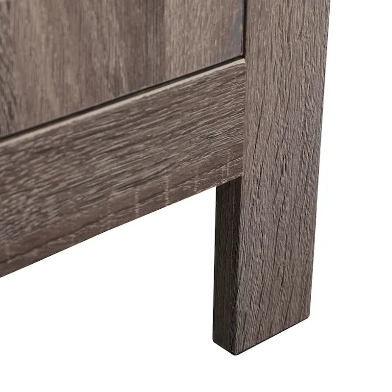 Table de chevet industrielle marron / blanche / naturelle / grise avec porte en verre, lot de 2