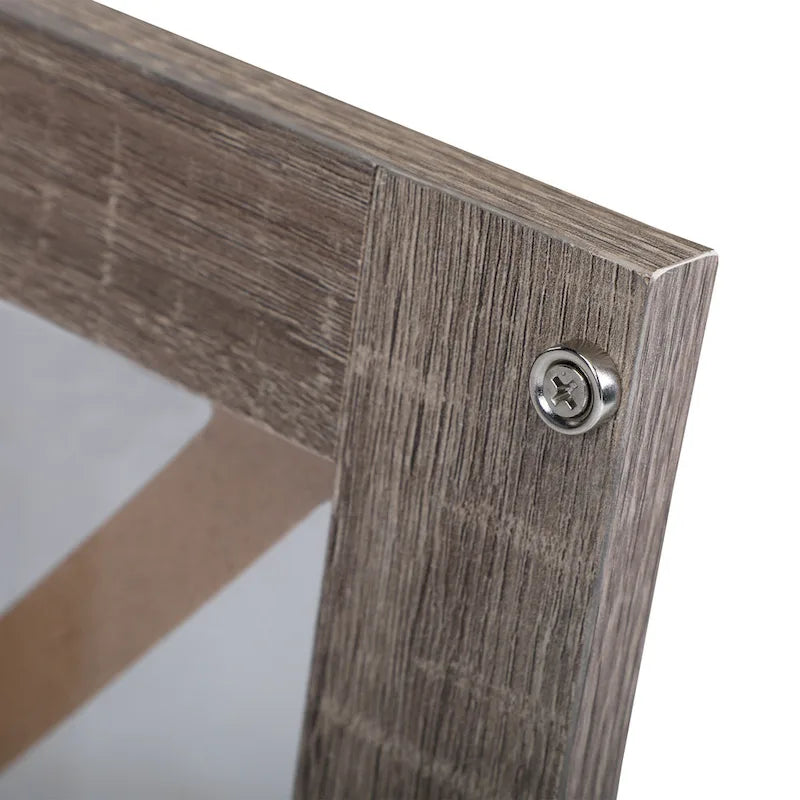 Table de chevet industrielle marron / blanche / naturelle / grise avec porte en verre, lot de 2