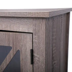Table de chevet industrielle marron / blanche / naturelle / grise avec porte en verre, lot de 2
