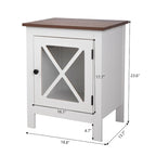Table de chevet industrielle marron / blanche / naturelle / grise avec porte en verre, lot de 2