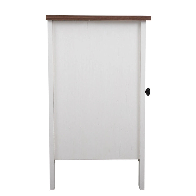 Table de chevet industrielle marron / blanche / naturelle / grise avec porte en verre, lot de 2