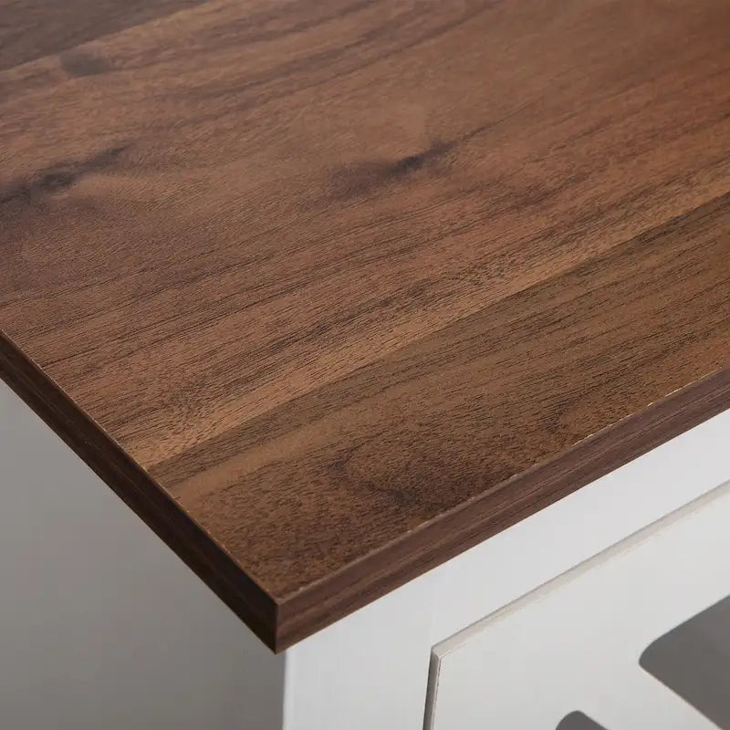 Table de chevet industrielle marron / blanche / naturelle / grise avec porte en verre, lot de 2