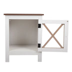 Table de chevet industrielle marron / blanche / naturelle / grise avec porte en verre, lot de 2