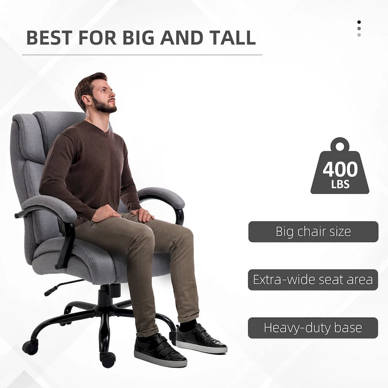 Chaise de bureau exécutive à dossier haut gris clair, pivotante, 1 personne, capacité de 220 kg