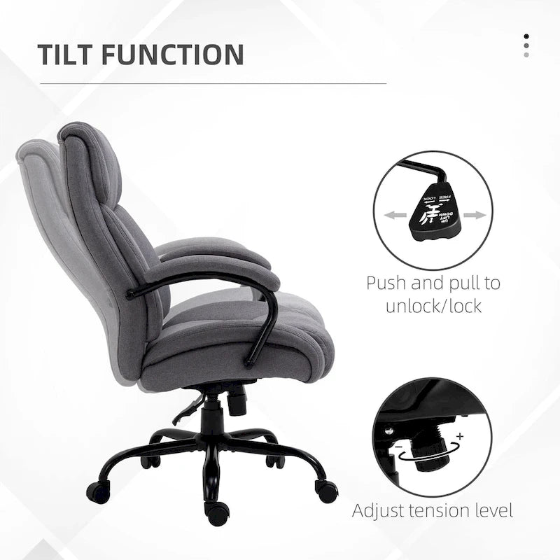 Chaise de bureau exécutive à dossier haut gris clair, pivotante, 1 personne, capacité de 220 kg