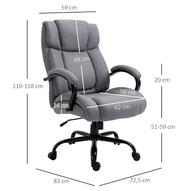 Chaise de bureau exécutive à dossier haut gris clair, pivotante, 1 personne, capacité de 220 kg