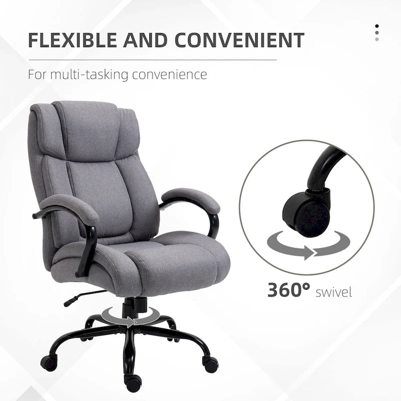 Chaise de bureau exécutive à dossier haut gris clair, pivotante, 1 personne, capacité de 220 kg