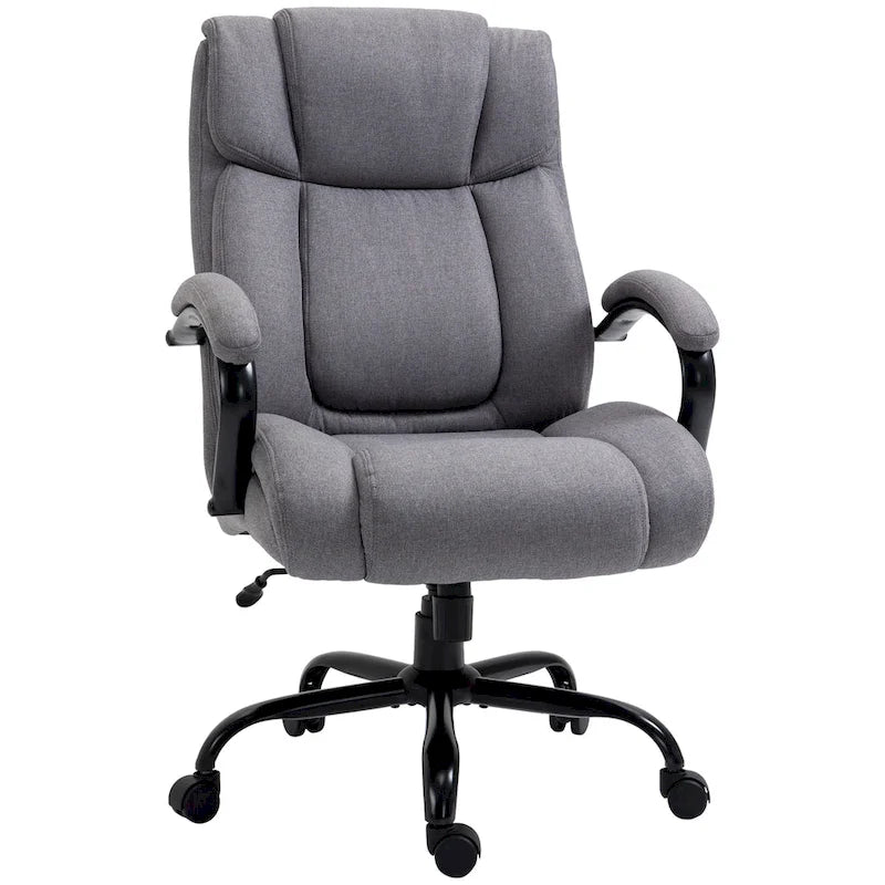Chaise de bureau exécutive à dossier haut gris clair, pivotante, 1 personne, capacité de 220 kg