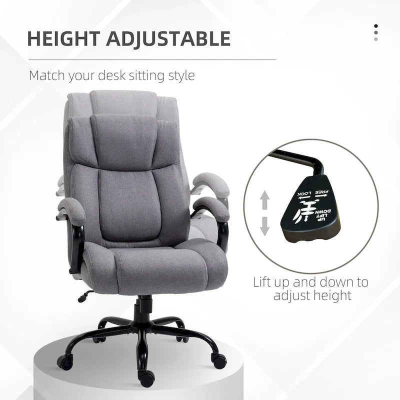 Chaise de bureau exécutive à dossier haut gris clair, pivotante, 1 personne, capacité de 220 kg