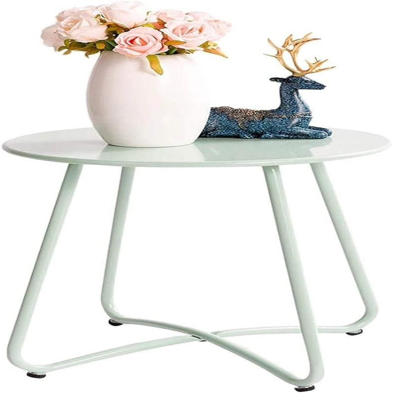 Table d'appoint ronde en métal bleu marine/gris/bleu ciel/turquoise, 1 personne, intérieur et extérieur