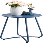 Table d'appoint ronde en métal bleu marine/gris/bleu ciel/turquoise, 1 personne, intérieur et extérieur