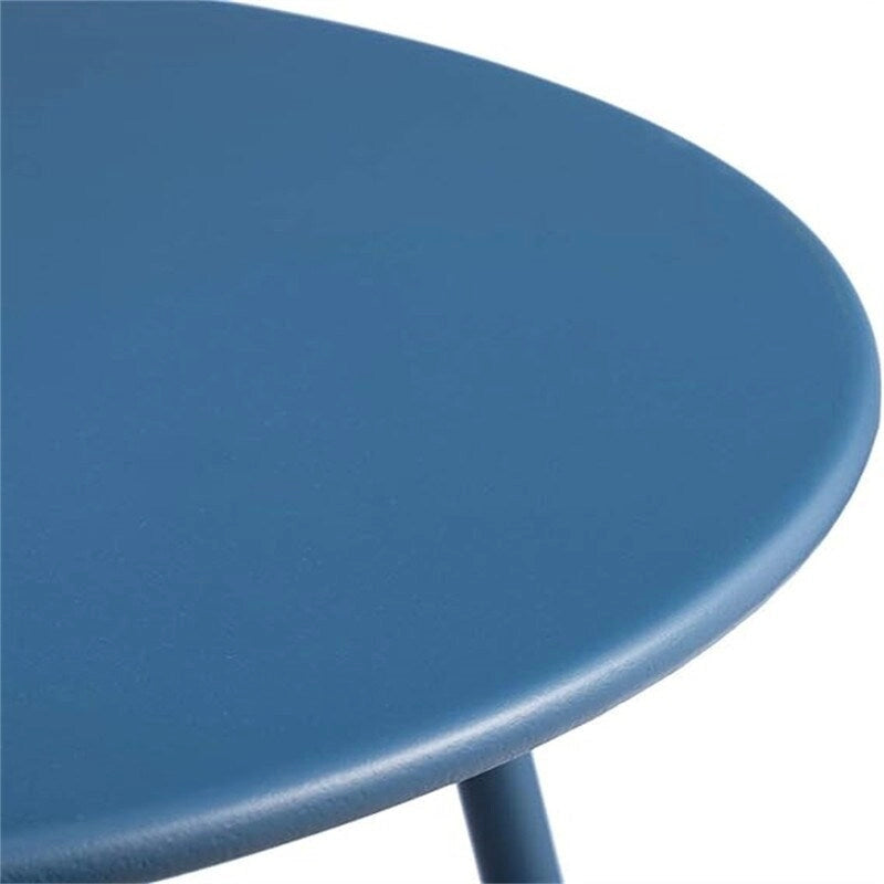 Table d'appoint ronde en métal bleu marine/gris/bleu ciel/turquoise, 1 personne, intérieur et extérieur