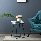 Table d'appoint ronde en métal bleu marine/gris/bleu ciel/turquoise, 1 personne, intérieur et extérieur