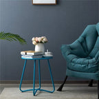 Table d'appoint ronde en métal bleu marine/gris/bleu ciel/turquoise, 1 personne, intérieur et extérieur