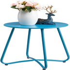Table d'appoint ronde en métal bleu marine/gris/bleu ciel/turquoise, 1 personne, intérieur et extérieur