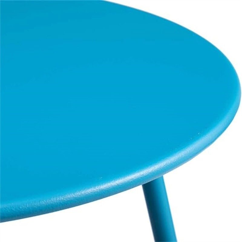 Table d'appoint ronde en métal bleu marine/gris/bleu ciel/turquoise, 1 personne, intérieur et extérieur