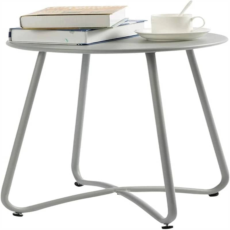 Table d'appoint ronde en métal bleu marine/gris/bleu ciel/turquoise, 1 personne, intérieur et extérieur