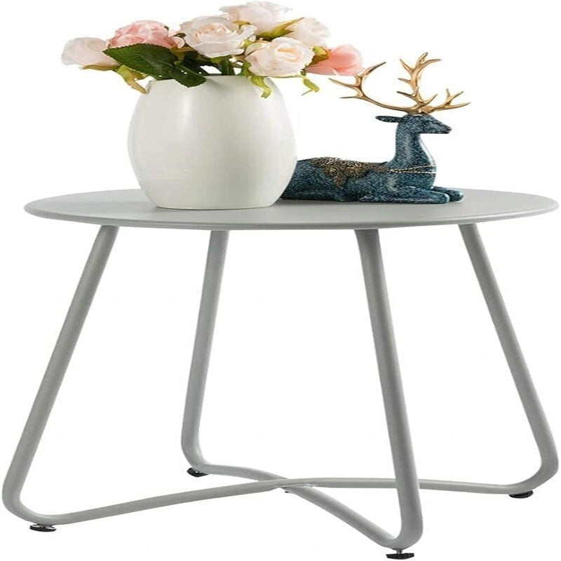 Table d'appoint ronde en métal bleu marine/gris/bleu ciel/turquoise, 1 personne, intérieur et extérieur