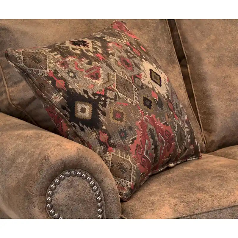 Canapé-lit et deux fauteuils Rancho en tissu aspect daim marron rustique, fabriqués aux États-Unis