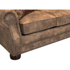 Canapé-lit et deux fauteuils Rancho en tissu aspect daim marron rustique, fabriqués aux États-Unis