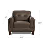 Fauteuil en cuir pleine fleur Hydeline Huntington avec mousse à mémoire de forme et ressorts
