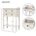 Console en bois massif vieilli avec trois tiroirs de rangement et une étagère inférieure