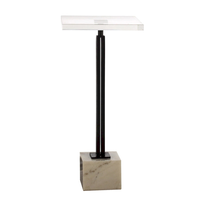 Guéridon d'appoint noir, plateau en verre, pièce unique