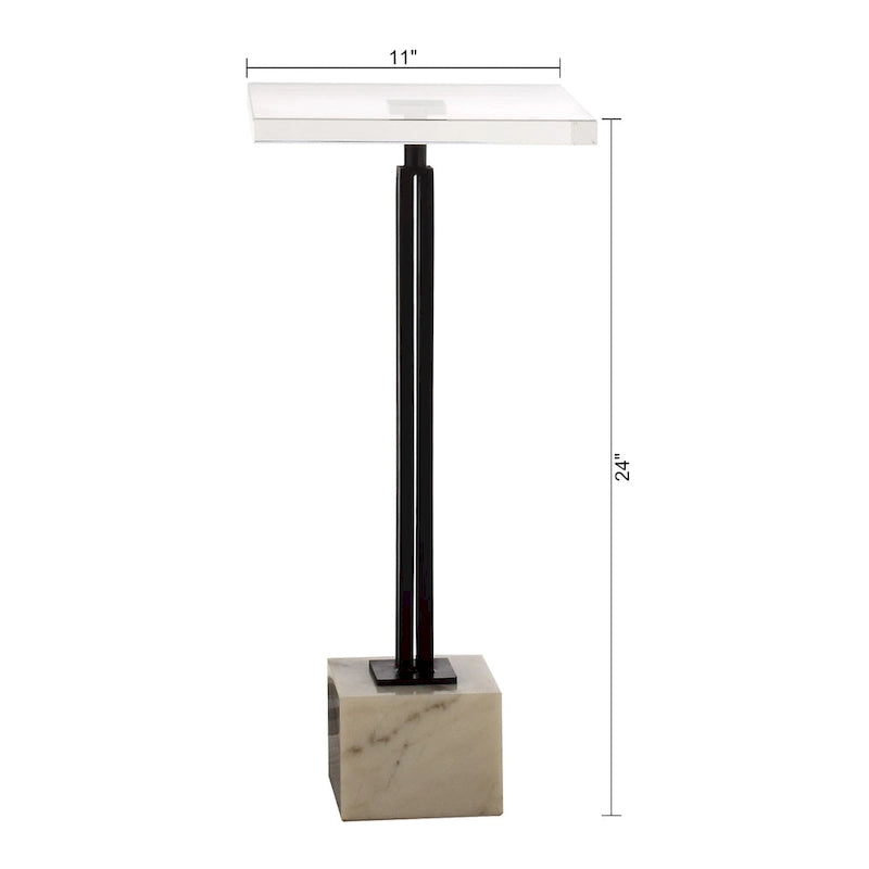 Guéridon d'appoint noir, plateau en verre, pièce unique