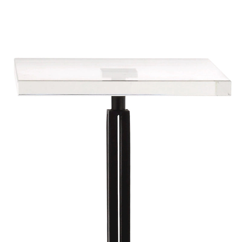 Guéridon d'appoint noir, plateau en verre, pièce unique