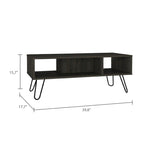 Table basse rectangulaire blanche avec 2 étagères ouvertes