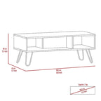 Table basse rectangulaire blanche avec 2 étagères ouvertes