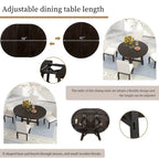 Table de salle à manger ronde extensible style ferme