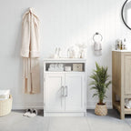 Meuble de rangement de salle de bain sur pied blanc/gris avec étagères – 1 personne