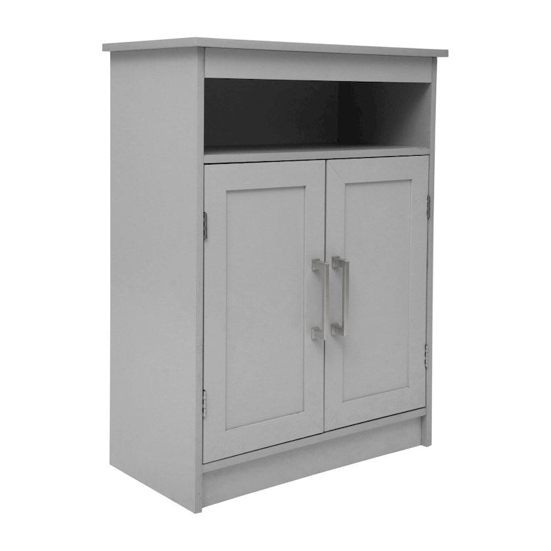 Meuble de rangement de salle de bain sur pied blanc/gris avec étagères – 1 personne