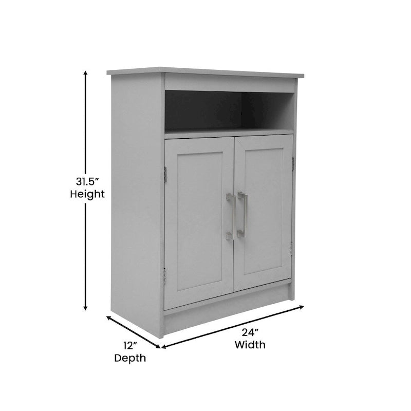 Meuble de rangement de salle de bain sur pied blanc/gris avec étagères – 1 personne
