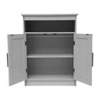 Meuble de rangement de salle de bain sur pied blanc/gris avec étagères – 1 personne