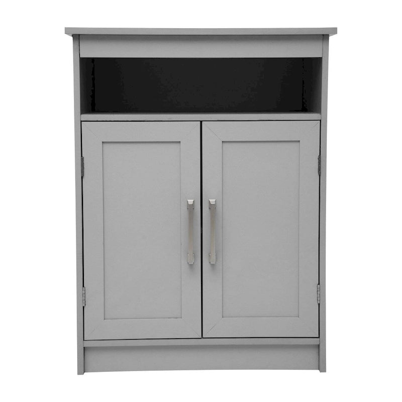 Meuble de rangement de salle de bain sur pied blanc/gris avec étagères – 1 personne