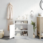 Meuble de rangement de salle de bain sur pied blanc/gris avec étagères – 1 personne
