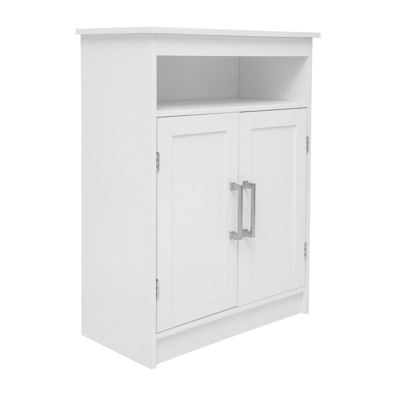 Meuble de rangement de salle de bain sur pied blanc/gris avec étagères – 1 personne