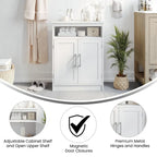 Meuble de rangement de salle de bain sur pied blanc/gris avec étagères – 1 personne