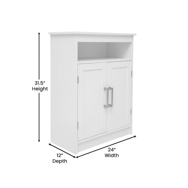 Meuble de rangement de salle de bain sur pied blanc/gris avec étagères – 1 personne