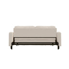 Canapé convertible velours beige/noir, hydraulique, grand lit, 2 places