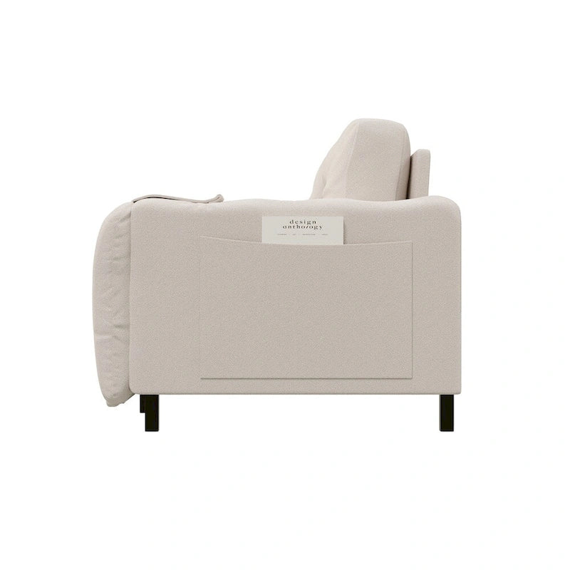 Canapé convertible velours beige/noir, hydraulique, grand lit, 2 places